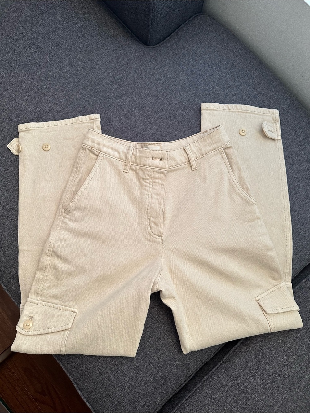 Wilfred Free Aritzia Cream High Waisted Modern Cargo Pants